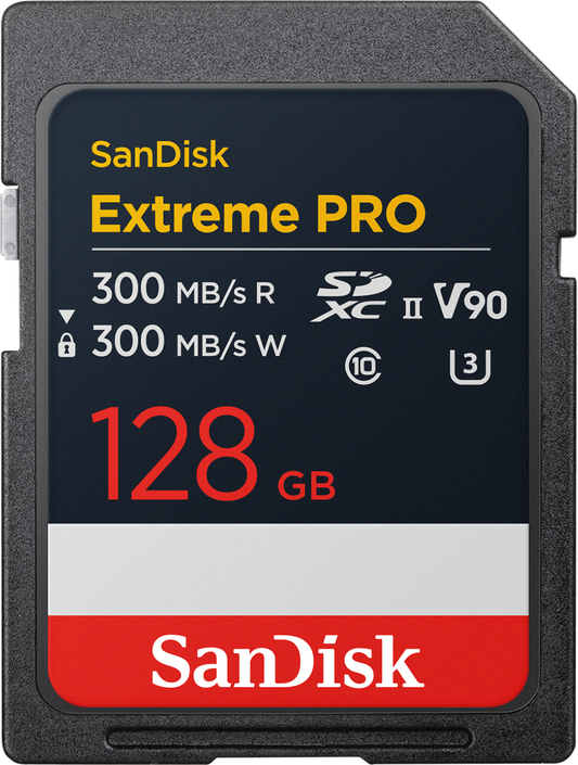 SDXC SanDisk Extreme Pro hukommelseskort, 128Gb, Klasse 10 / UHS-2 U3 SDSDXDM-128G-GN4IN