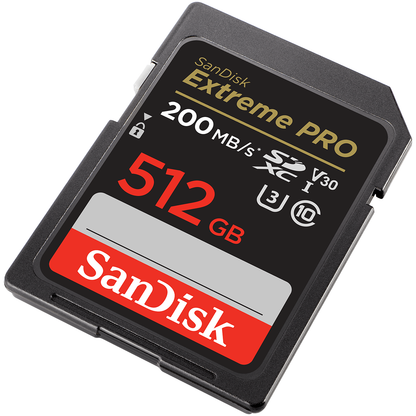 SDXC SanDisk Extreme Pro hukommelseskort, 512Gb, Klasse 10 / UHS-1 U3 SDSDXXD-512G-GN4IN
