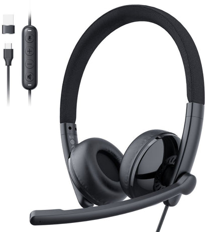 USB-C / USB-A Call Center Headset EMEET GeniusCall HS50, Sort