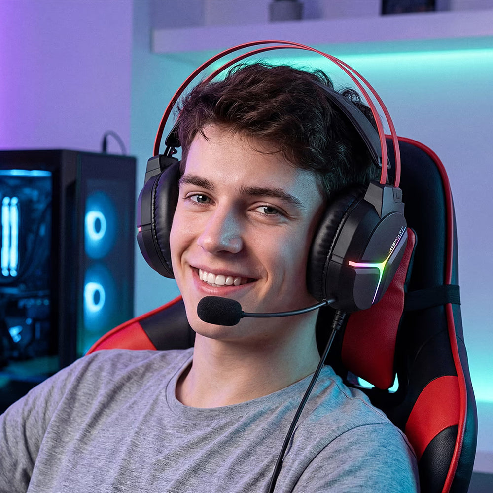 Gaming Headset 3,5mm Acefast H16, RGB, 2m, Sort