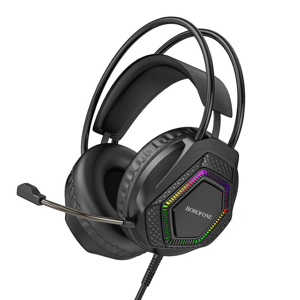 Gaming Headset 3,5 mm Borofone BO105 Thunder, RGB, 2m, Sort