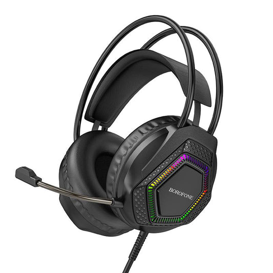 Gaming Headset 3,5 mm Borofone BO105 Thunder, RGB, 2m, Sort