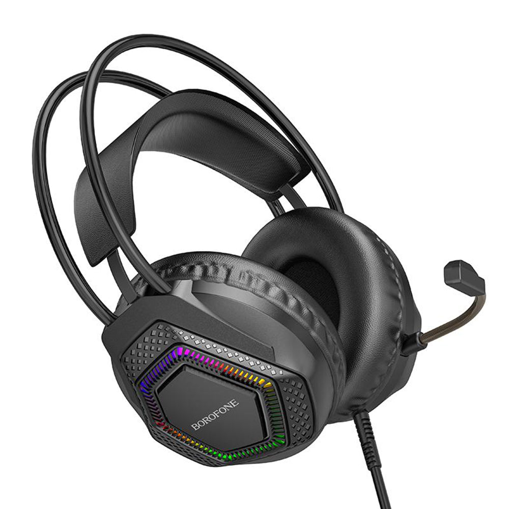 Gaming Headset 3,5 mm Borofone BO105 Thunder, RGB, 2m, Sort