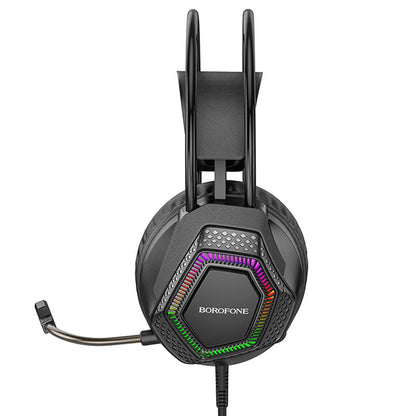Gaming Headset 3,5 mm Borofone BO105 Thunder, RGB, 2m, Sort