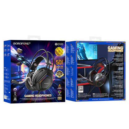 Gaming Headset 3,5 mm Borofone BO105 Thunder, RGB, 2m, Sort