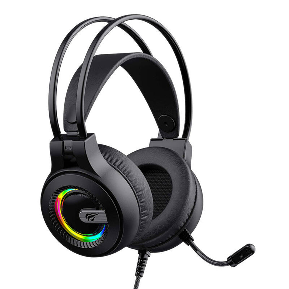Gaming Headset 3.5mm HAVIT H2040d, RGB, 2.1m, Sort