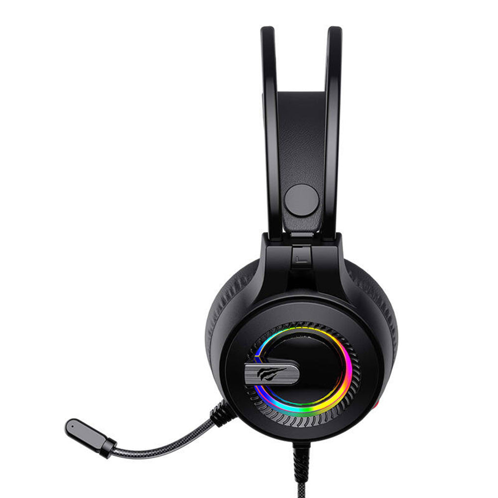 Gaming Headset 3.5mm HAVIT H2040d, RGB, 2.1m, Sort