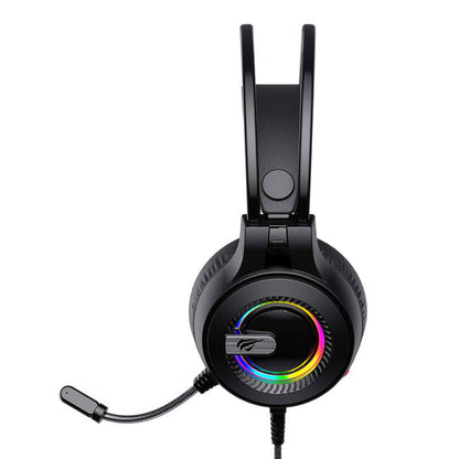 Gaming Headset 3.5mm HAVIT H2040d, RGB, 2.1m, Sort