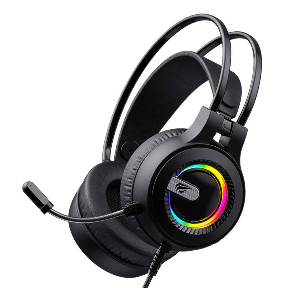 Gaming Headset 3.5mm HAVIT H2040d, RGB, 2.1m, Sort