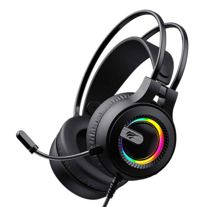 Gaming Headset 3.5mm HAVIT H2040d, RGB, 2.1m, Sort