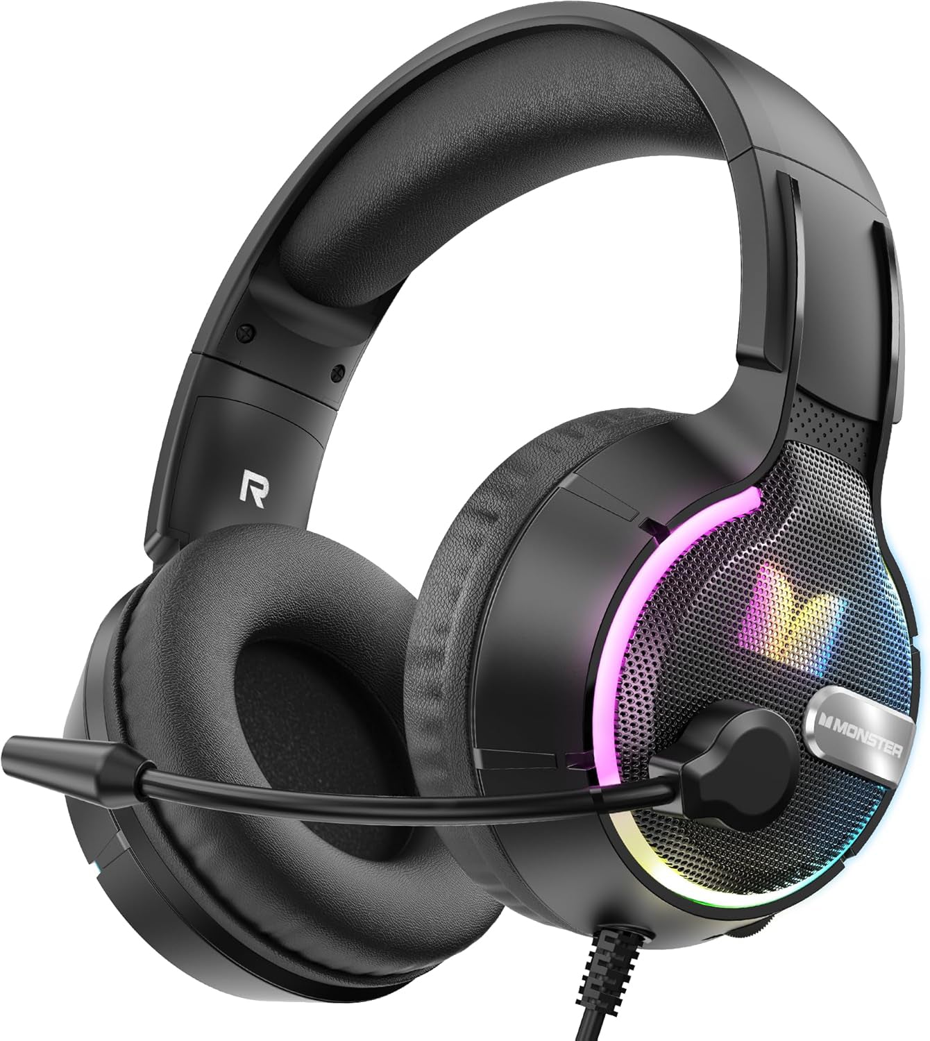 Gaming Headset 3,5 mm Monster Mission 320, RGB, 1,9 m, Sort