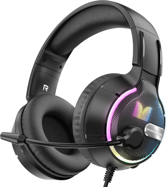 Gaming Headset 3,5 mm Monster Mission 320, RGB, 1,9 m, Sort