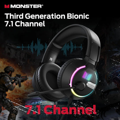 Gaming Headset 3,5 mm Monster Mission 320, RGB, 1,9 m, Sort