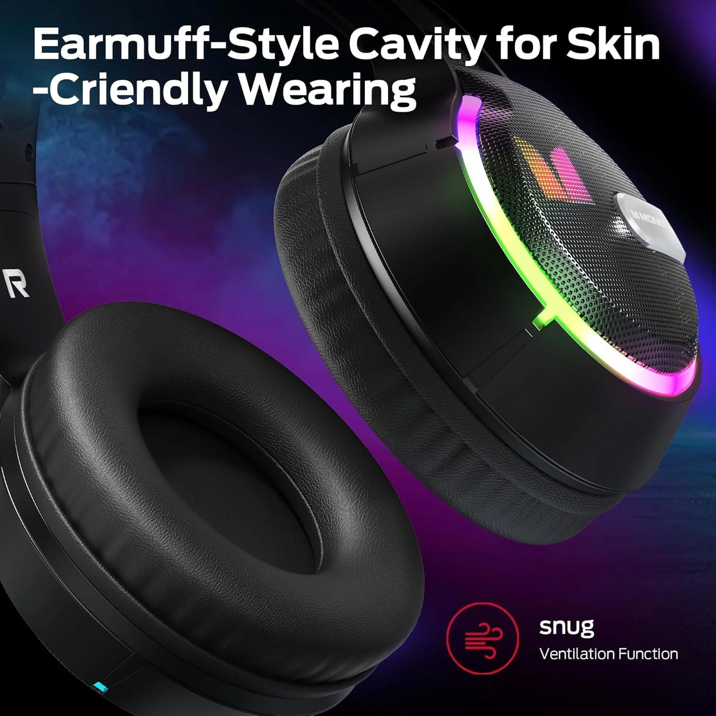 Gaming Headset 3,5 mm Monster Mission 320, RGB, 1,9 m, Sort