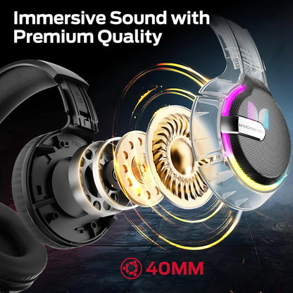 Gaming Headset 3,5 mm Monster Mission 320, RGB, 1,9 m, Sort