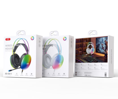 Gaming Headset 3.5mm XO Design GE11, RGB, Hvide