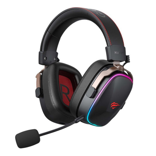 Gaming Headset Wireless HAVIT H2039BG, RGB, BT / Wi-Fi / Wired, Sort Okker