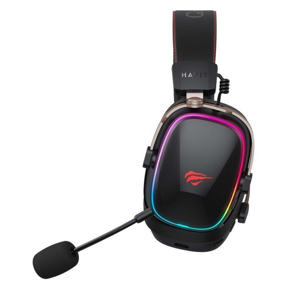 Gaming Headset Wireless HAVIT H2039BG, RGB, BT / Wi-Fi / Wired, Sort Okker