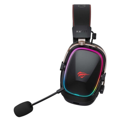 Gaming Headset Wireless HAVIT H2039BG, RGB, BT / Wi-Fi / Wired, Sort Okker