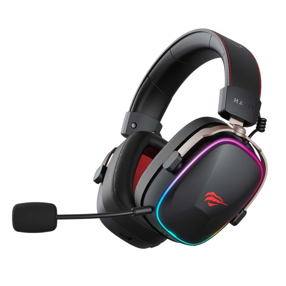 Gaming Headset Wireless HAVIT H2039BG, RGB, BT / Wi-Fi / Wired, Sort Okker