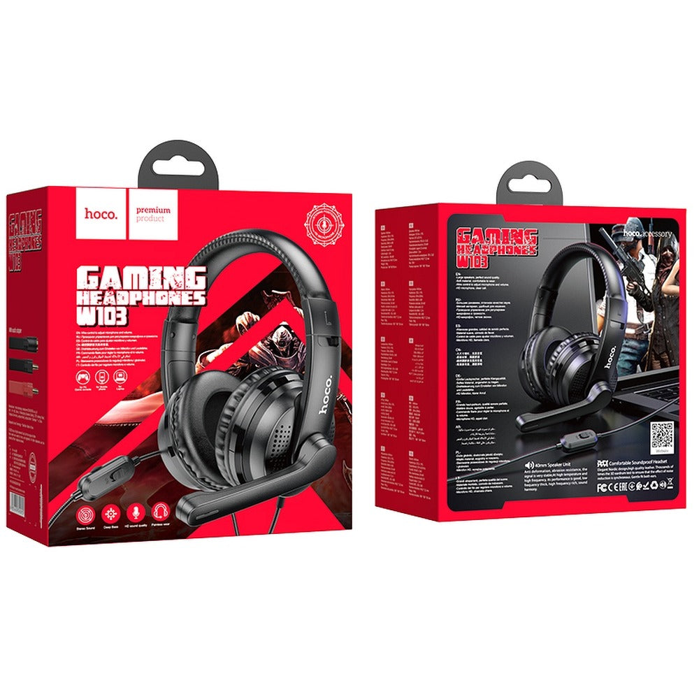 Gaming Headset 3,5 mm HOCO W103, Sort