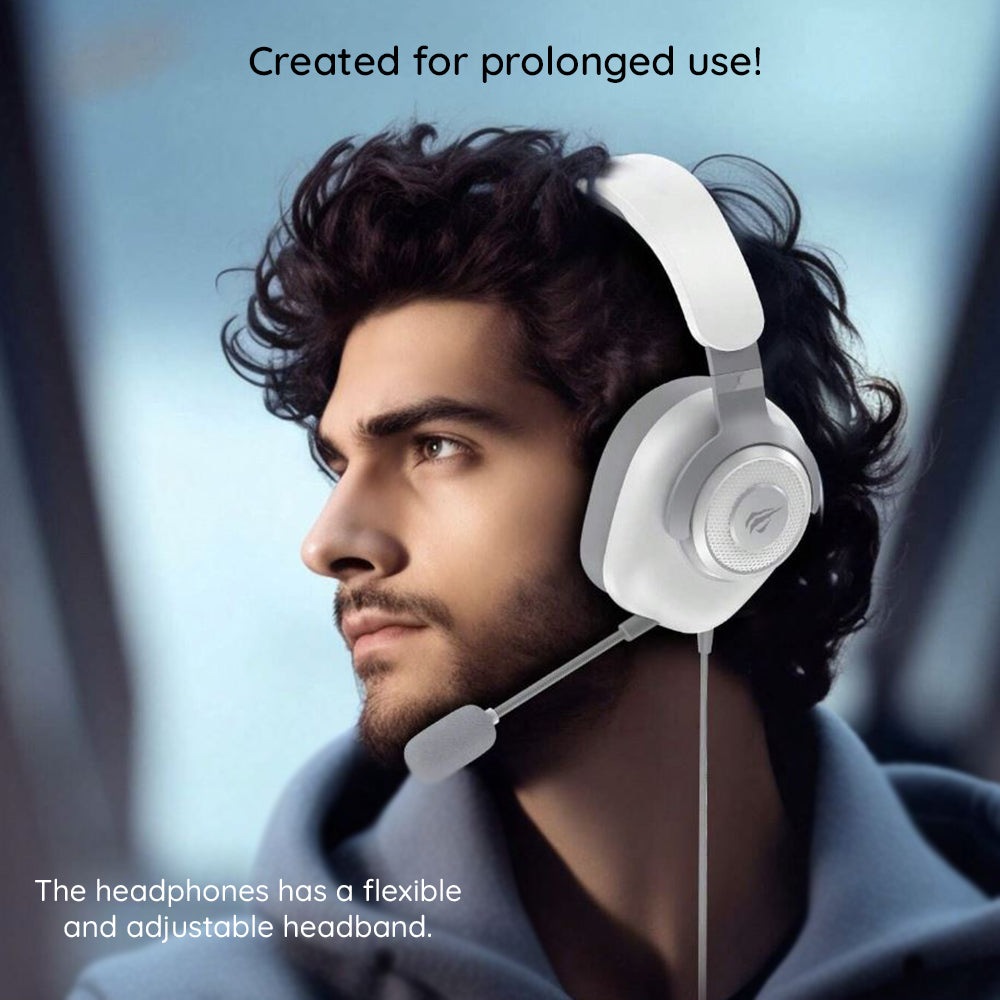 Gaming Headset USB HAVIT H2230U, 1.8m, Hvid