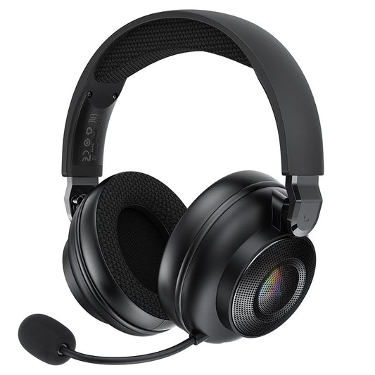 Acefast H15 trådløse gamingheadset, RGB, BT / Wi-Fi / kablet, sort