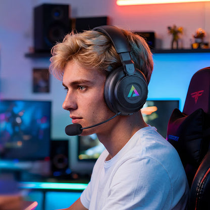Acefast H15 trådløse gamingheadset, RGB, BT / Wi-Fi / kablet, sort