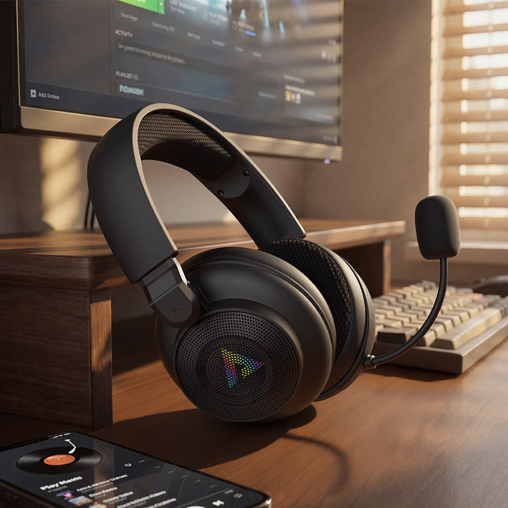 Acefast H15 trådløse gamingheadset, RGB, BT / Wi-Fi / kablet, sort