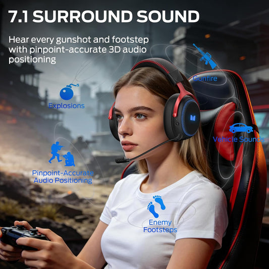 Trådløse Gaming Headset Monster Mission 350, BT / Wi-Fi / Kablet, Sorte