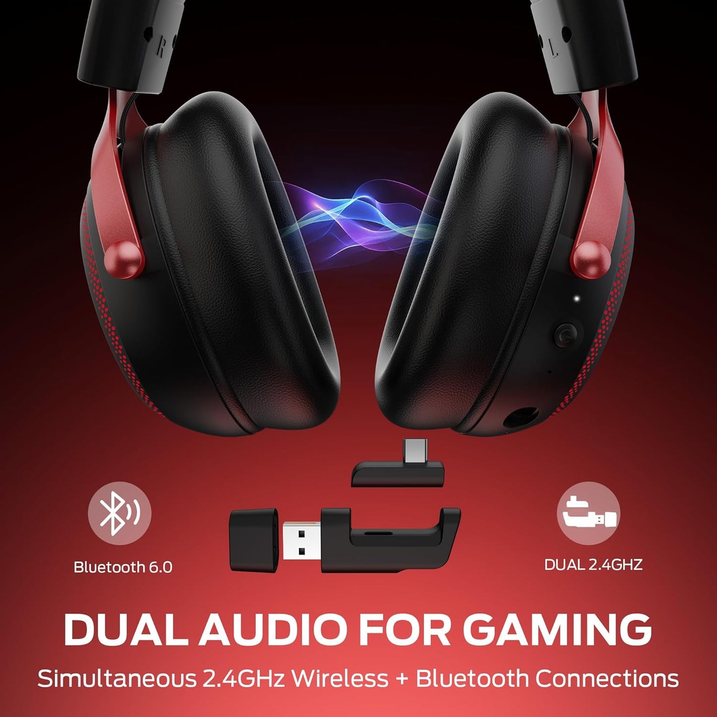 Trådløse Gaming Headset Monster Mission 350, BT / Wi-Fi / Kablet, Sorte