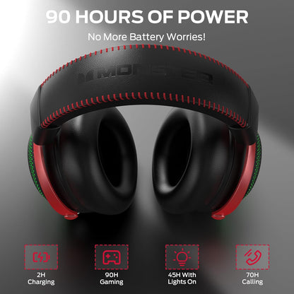 Trådløse Gaming Headset Monster Mission 350, BT / Wi-Fi / Kablet, Sorte