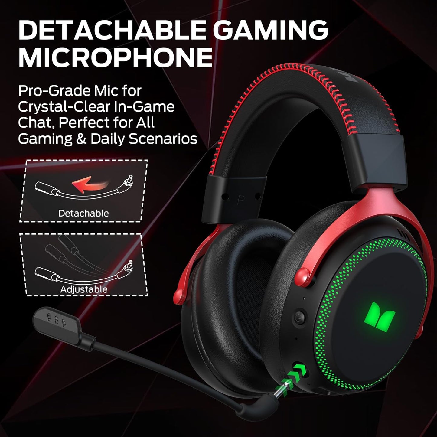 Wireless Gaming Headphones Monster Mission 350, BT / Wi-Fi / Wired, Black