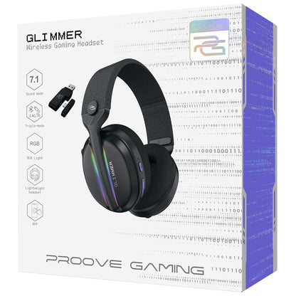 Gaming Headset Wireless Proove Glimmer, RGB, BT / Wi-FI / Wired, Sorte WHGL00022001