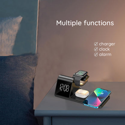 Digitalt ur HAVIT W3042 4in1 med trådløs QI-opladning, Sort