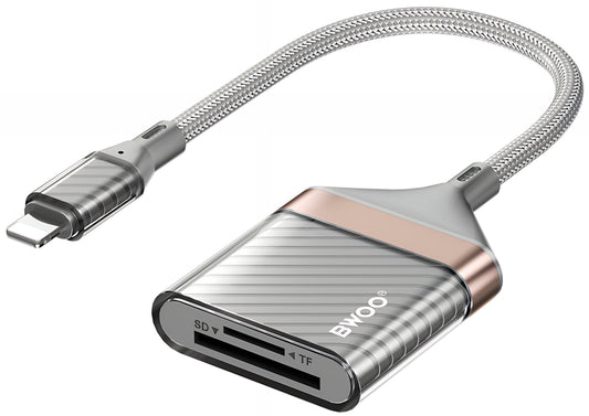 Lightning-kortlæser BWOO BZ63, SD - microSD, grå