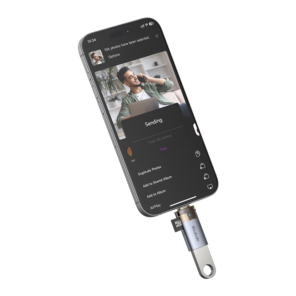 Kortlæser Lightning McDodo OT-7850, USB-A (OTG) - microSD, Sort