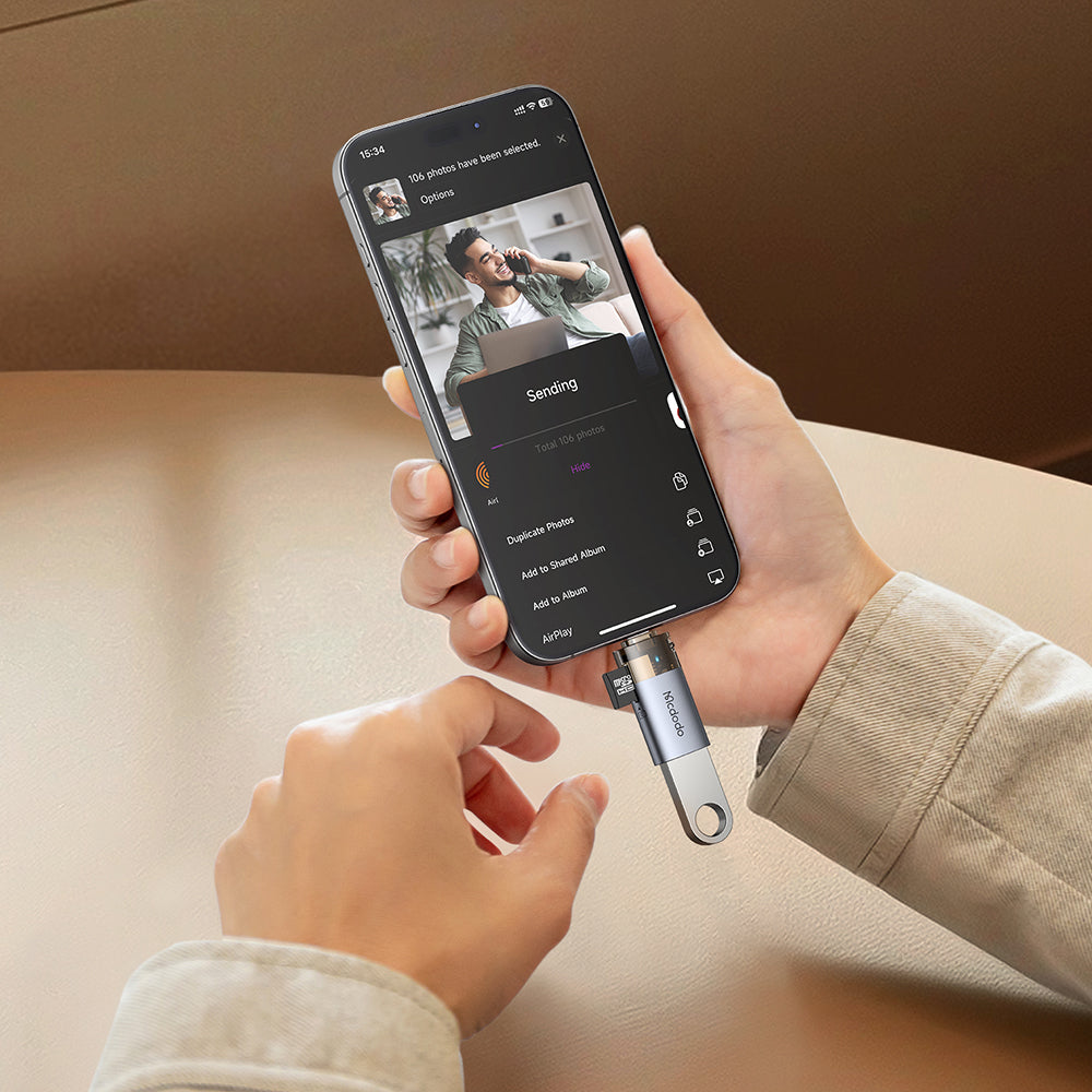 Kortlæser Lightning McDodo OT-7850, USB-A (OTG) - microSD, Sort