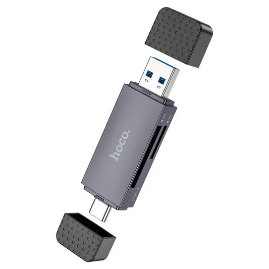 USB 3.0 / USB-C Kortlæser HOCO HB45, SD - microSD, Grå