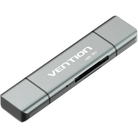 USB / USB-C / microUSB-kortlæser Vention, SD - microSD, Grå CCJH0
