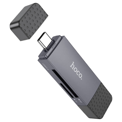 USB 3.0 / USB-C HOCO HB45 Card Reader, SD - microSD, Gray