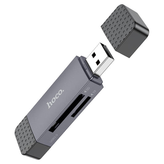 USB 3.0 / USB-C Kortlæser HOCO HB45, SD - microSD, Grå