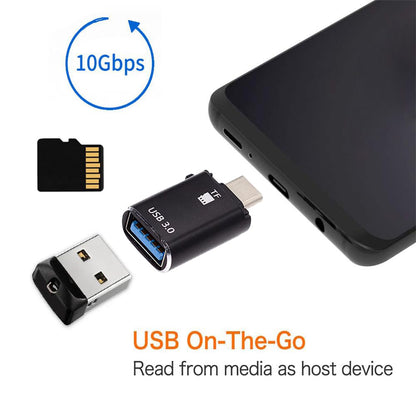 Kortlæser USB-C Techsuit AluVoltX, USB-A (OTG) - microSD, Sort
