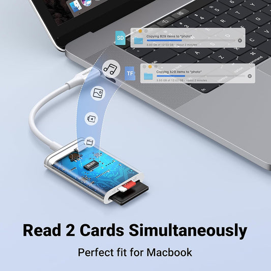 USB-C Kortlæser UGREEN CM265, SD - microSD, Hvid