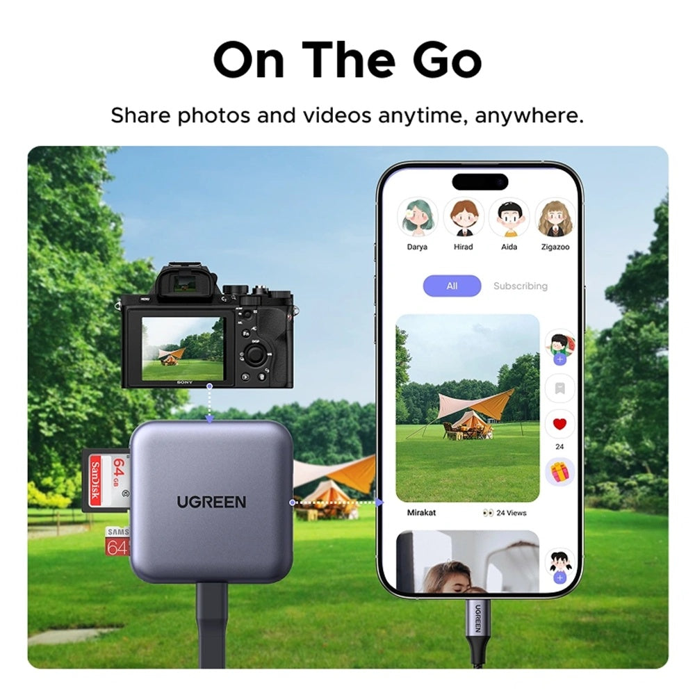 UGREEN CM898 USB-C Card Reader (65095), SD - microSD, Gray