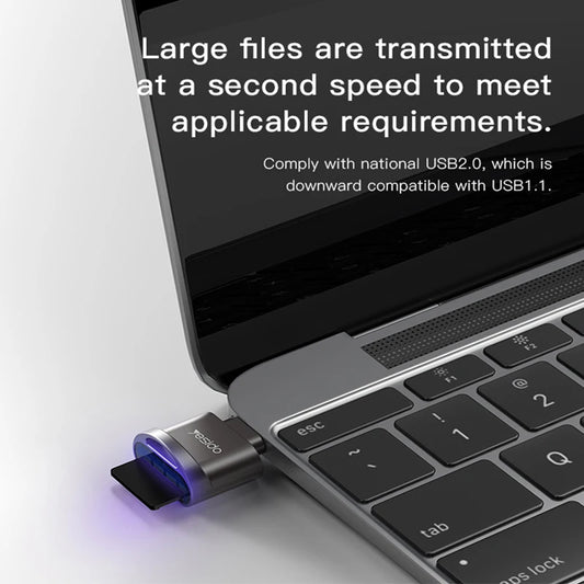 Kortlæser USB-C Yesido GS19, USB-A (OTG) - microSD, Grå