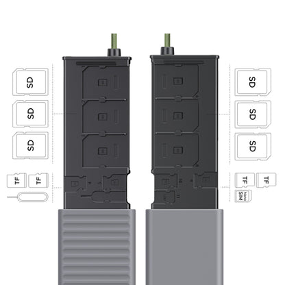 USB / USB-C Kortlæser med UGREEN CM856 (55899) Organizer, 2 x SD - microSD, Grå