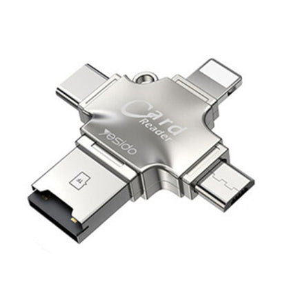 USB / USB-C / Lightning / microUSB-kortlæser Yesido GS13, microSD, Sølv