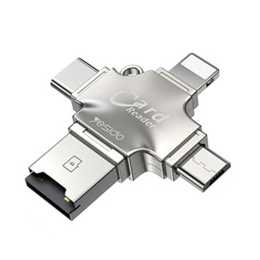 USB / USB-C / Lightning / microUSB-kortlæser Yesido GS13, microSD, Sølv