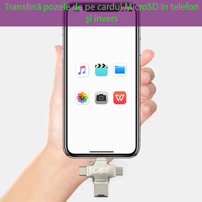 USB / USB-C / Lightning / microUSB-kortlæser Yesido GS13, microSD, Sølv